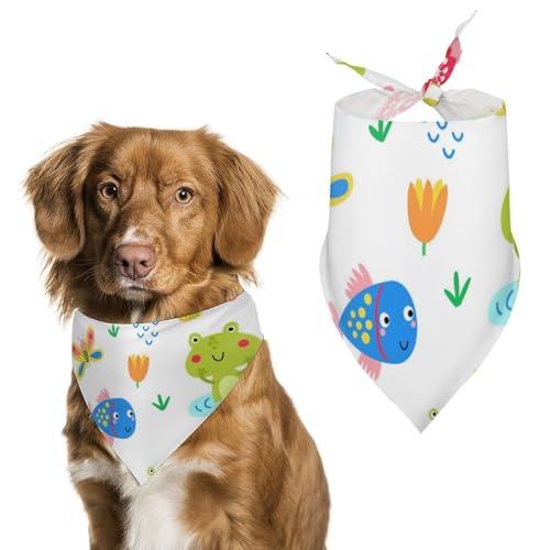 Hund Bandanas Frosch Und Schmetterling Und Blumen Muster Hundeschal Latztuch Für Haustiere Large: 70 * 30 cm von Tilivyx