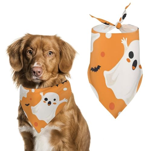 Hund Bandanas Halloween Fledermaus Gespenster Muster Hundeschal Latztuch Für Haustiere Large: 70 * 30 cm von Tilivyx