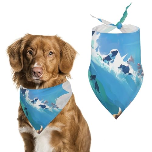 Hund Bandanas Hunde Spielen Ball Seaside Waves Hundeschal Latztuch Für Haustiere Large: 70 * 30 cm von Tilivyx