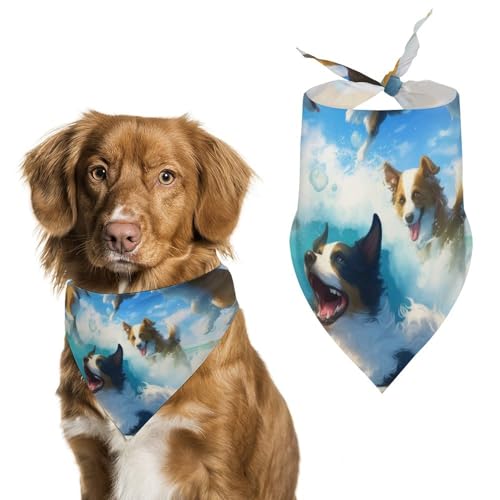 Hund Bandanas Hunde Spielen Ball Seaside Waves Hundeschal Latztuch Für Haustiere Large: 70 * 30 cm von Tilivyx