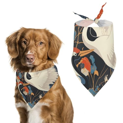 Hund Bandanas Kraniche Im Japanischen Stil Vögel Geblümt Hundeschal Latztuch Für Haustiere Large: 70 * 30 cm von Tilivyx