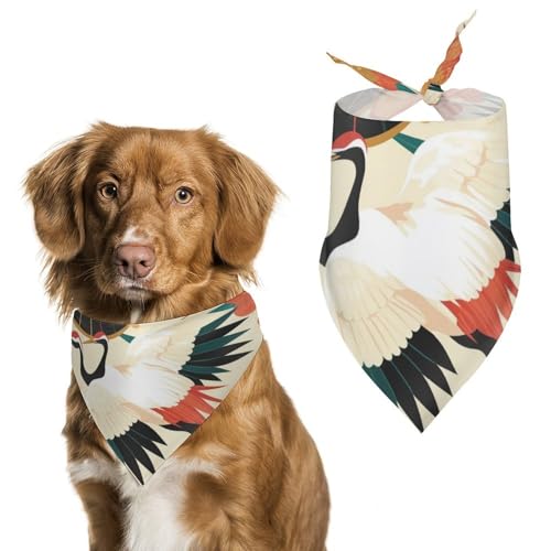 Hund Bandanas Kraniche Im Japanischen Stil Vögel Geblümt Hundeschal Latztuch Für Haustiere Large: 70 * 30 cm von Tilivyx