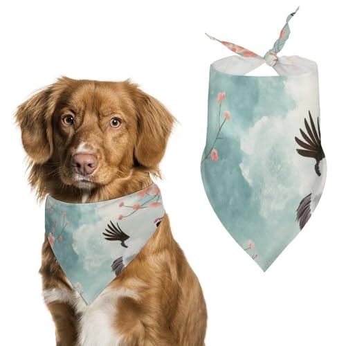 Hund Bandanas Kraniche Vögel Kirsche Blumen Hundeschal Latztuch Für Haustiere Large: 70 * 30 cm von Tilivyx