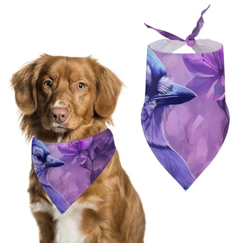 Hund Bandanas Lila Blumen Und Vogel Hundeschal Latztuch Für Haustiere Large: 70 * 30 cm von Tilivyx