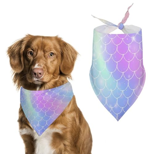 Hund Bandanas Meerjungfrau Regenbogen Schuppen Hundeschal Latztuch Für Haustiere Large: 70 * 30 cm von Tilivyx