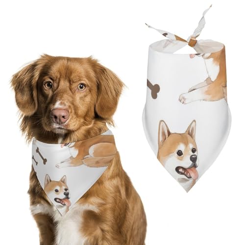 Hund Bandanas Niedliche Corgi Hund Muster Hundeschal Latztuch Für Haustiere Large: 70 * 30 cm von Tilivyx