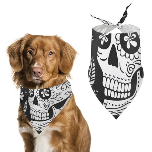 Hund Bandanas Niedliche Totenkopf Blumen Muster Hundeschal Latztuch Für Haustiere Large: 70 * 30 cm von Tilivyx