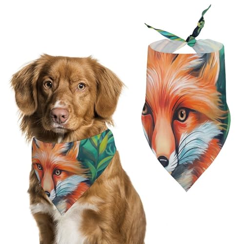 Hund Bandanas Niedlicher Fuchs Grüne Blätter Hundeschal Latztuch Für Haustiere Large: 70 * 30 cm von Tilivyx