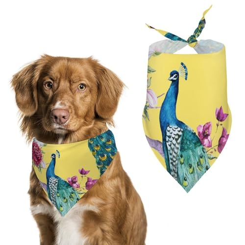 Hund Bandanas Pfauen Und Blumenblüten Hundeschal Latztuch Für Haustiere Large: 70 * 30 cm von Tilivyx