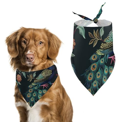 Hund Bandanas Pfauenvögel Vögel Tropische Muster Hundeschal Latztuch Für Haustiere Large: 70 * 30 cm von Tilivyx