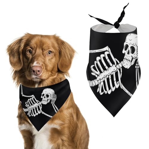 Hund Bandanas Skelett-Totenkopf Hundeschal Latztuch Für Haustiere Large: 70 * 30 cm von Tilivyx