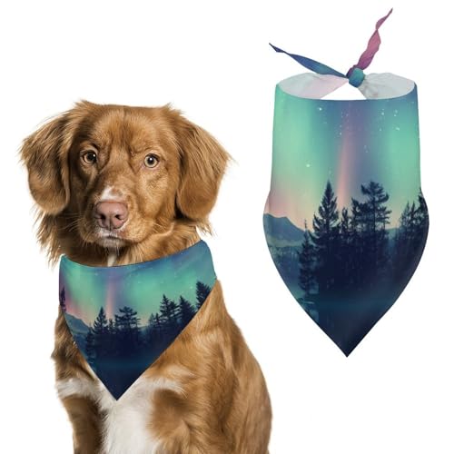 Hund Bandanas Sternenhimmel-Waldsee-Landschaft Hundeschal Latztuch Für Haustiere Large: 70 * 30 cm von Tilivyx