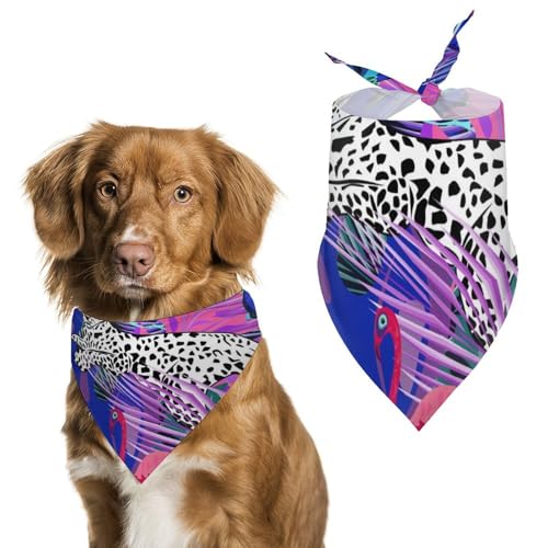 Hund Bandanas Tiere Leopard Flamingo Vogel Hundeschal Latztuch Für Haustiere Large: 70 * 30 cm von Tilivyx