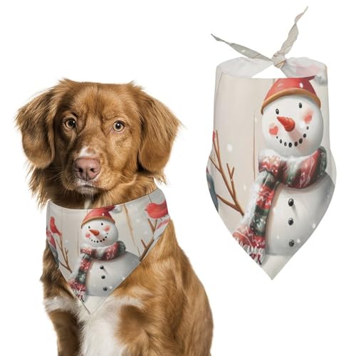 Hund Bandanas Weihnachten Niedlicher Schneemann Und Vogel Hundeschal Latztuch Für Haustiere Large: 70 * 30 cm von Tilivyx