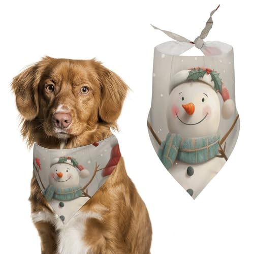 Hund Bandanas Weihnachten Niedlicher Schneemann Und Vogel Hundeschal Latztuch Für Haustiere Large: 70 * 30 cm von Tilivyx