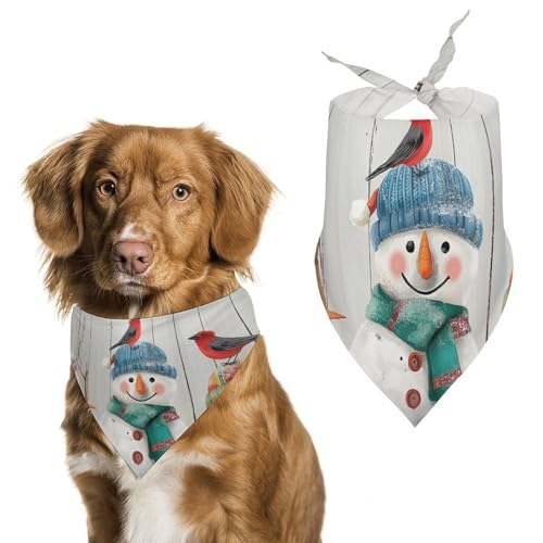 Hund Bandanas Weihnachten Niedlicher Schneemann Und Vogel Hundeschal Latztuch Für Haustiere Large: 70 * 30 cm von Tilivyx