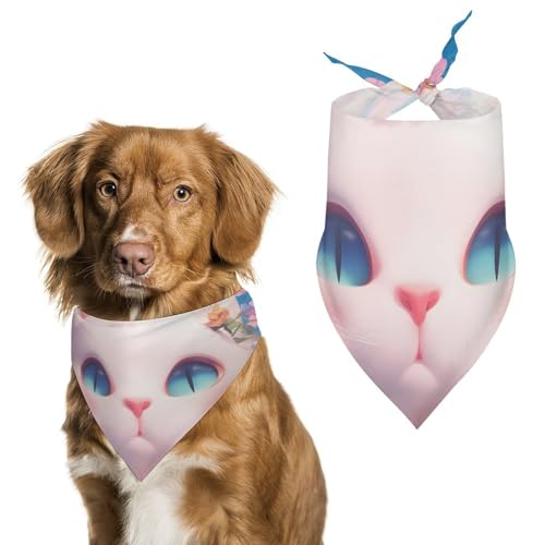 Hund Bandanas Weiße Katze Und Blumen Hundeschal Latztuch Für Haustiere Large: 70 * 30 cm von Tilivyx