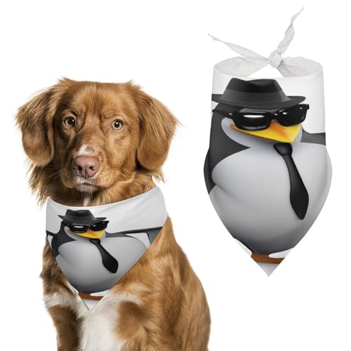 Hundehalstuch, Motiv: cooler Pinguin, Größe L: 70 x 30 cm von Tilivyx