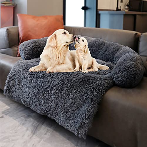 Hunde-/Katzenbettmatten, Couchbezug für Hunde, Sofa-Stil, luxuriöse Matte für Haustiere, wasserdichtes Futter und rutschfeste Unterseite, Katzenkäfig oder im Auto. (Dunkelgrau, XXL) von Tinaco