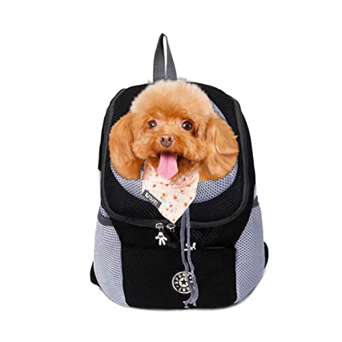 Tinaforld Hundetragetasche Rucksack Haustier Hund Tragetasche Frontpack Atmungsaktiv Head Out Reisetasche für Reisen Wandern Camping für kleine Hunde Katzen Kaninchen (klein, schwarz) von Tinaforld