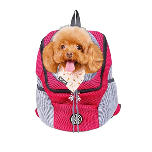 Tinaforld Hundetragetasche Rucksack Haustier Hund Tragetasche Frontpack Atmungsaktive Head Out Reisetasche für Reisen Wandern Camping für kleine Hunde Katzen Kaninchen (Medium, Rot) von Tinaforld