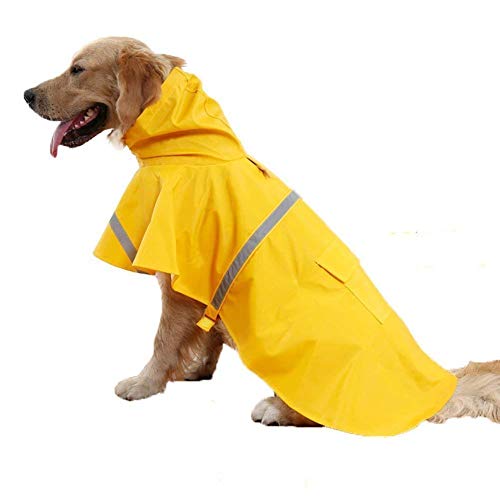 Tineer Einstellbare wasserdichte Haustier Hund Mit Kapuze Regenmantel Reflektierende Hund Regen Mantel Jacke Hund Regen Kleidung für Kleine Mittelgroße Hunde (S, Gelb) von Tineer
