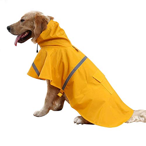 Tineer Einstellbare wasserdichte Haustier Hund Mit Kapuze Regenmantel Reflektierende Hund Regen Mantel Jacke Hund Regen Kleidung für Kleine Mittelgroße Hunde (S, Orange) von Tineer