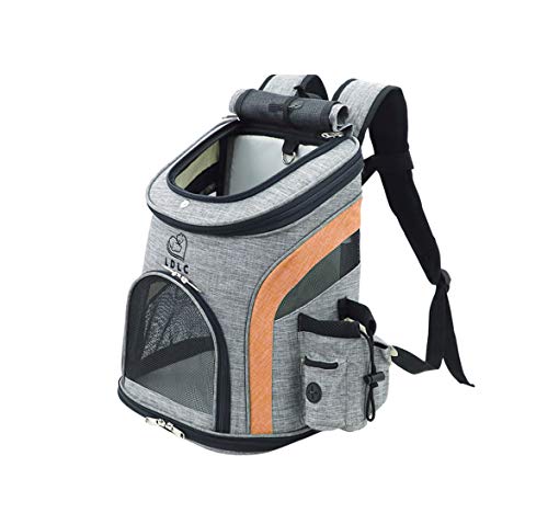 Tineer Haustier Hund Träger Rucksack, Haustier Tragetasche Schultertasche mit Mesh für mittelgroße Hunde Katzen, Welpen Träger tragbare Reisetasche zum Wandern, Reisen im Freien (M, Upgrade-orange) von Tineer