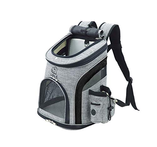 Tineer Haustier Hund Träger Rucksack, Haustier Tragetasche Schultertasche mit Mesh für mittelgroße Hunde Katzen, Welpen Träger tragbare Reisetasche zum Wandern, Reisen im Freien (M, Upgrade-Schwarz) von Tineer