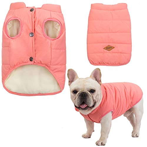 Tineer Haustier Hunde Winterkleidung Nettes Haustier Warme Jacke Weste Mantel Französische Bulldogge Warme Weste Anzug (M, Rosa) von Tineer