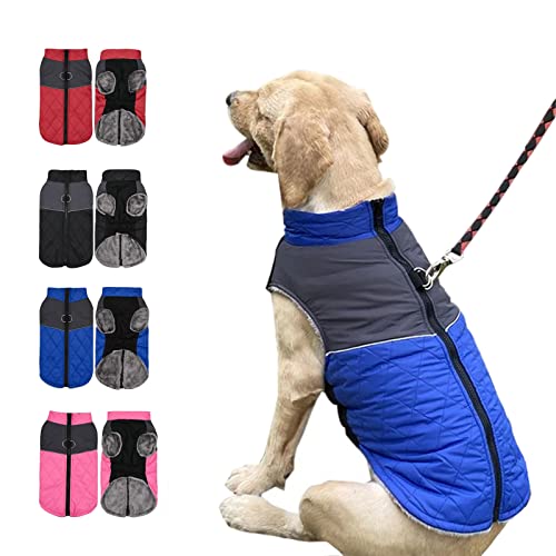 Tineer Hunde-Winterjacke, Weste für kleine, mittelgroße Hunde, Fleece-Futter, Warmer Mantel, wasserdichte Haustier-Hundekleidung für kaltes Wetter (3XL, Blau) von Tineer