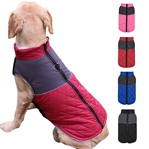 Tineer Hunde-Winterjacke, Weste für kleine, mittelgroße Hunde, Fleece-Futter, Warmer Mantel, wasserdichte Haustier-Hundekleidung für kaltes Wetter (XS, Weinrot) von Tineer