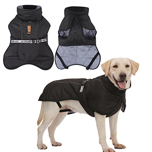 Tineer Hundejacke Weste für große, mittelgroße und kleine Hunde, Warmer Hunde-Wintermantel, reflektierende, Winddichte Welpen-Outdoor-Bekleidung mit D-Ring für kaltes Wetter (3XL, Schwarz) von Tineer