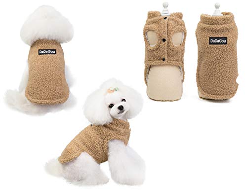 Tineer Pet Doggy Winter Lamm Kaschmir Mantel Warme Outdoor Fleece Hundefleece Futter Pullover Jacke Weste für kleine mittelgroße Hunde, L, Khaki (Hell Braun) von Tineer