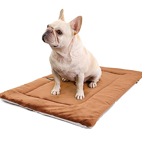 Tineer verdicken warme Hundebett Matte für kaltes Wetter, waschbare, rutschfeste, weiche Hundematratze, Haustier-Schlafmatten, Kistenkissen für kleine, mittelgroße Haustiere (XL:110 * 70cm, Braun) von Tineer