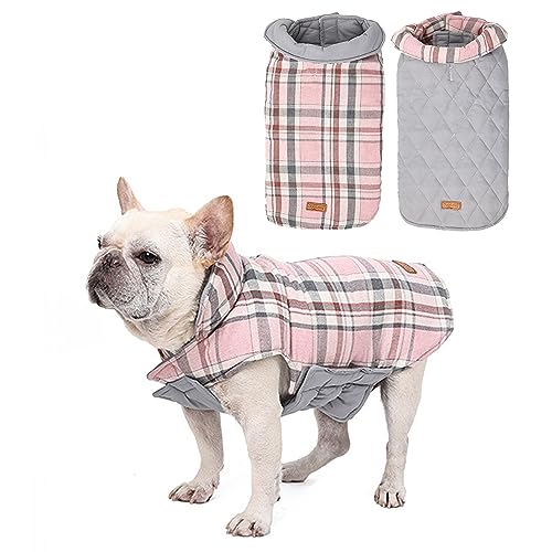 Tineer wasserdichte doppelseitige Hundejacke Weste für kleine, mittlere und große Hunde - Wendbarer Warmer Hundemantel Hundebekleidung für Herbst und Winter (2XL, Rosa) von Tineer