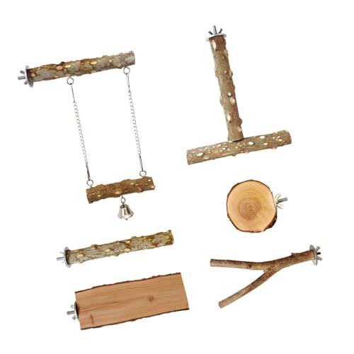 Vogel-Sitzstangen und Kauspielzeug für Papageien, Käfigzweige für Wellensittiche, Wellensittiche, Papageien, Spielzeug mit natürlichem Holz, 6 Stück Vogel-Sitzstangen und Kauspielzeug für Papageien, Käfigzweige für Wellensittiche, Wellensittiche, Papageien, Spielzeug mit natürlichem Holz, 6 Stück von TingHaoO