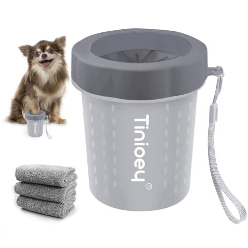 Tinioey® Pfotenreiniger für Hunde | Hundepfoten Reiniger | Inkl.3 Hundehandtücher | Hunde Pfotenreiniger | Hundezubehör für Kleine Hunde | Dog Brush | Hunde Sachen | Größe S von Tinioey