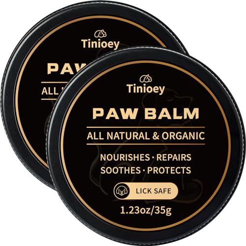 Tinioey Alle Natürlichen Lecken Sicher Pfotenbalsam Hund & Katzen | 2 Packung Pfotenbalsam Hund Pfote Schutz, Feuchtigkeit, Linderung für Trockene Rissige Pfoten, Nasen (35g *2) von Tinioey