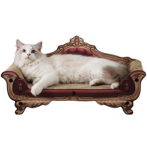 Katzensofa Bett, Katzen Kratzbrett Liege für Indoor Kätzchen Sofa Kratzunterlage Wellpappe Bett für Katzen (Burgundy) von Tiny Pawprints