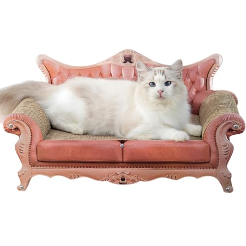 Tiny Pawprints Katzensofa Bett, Katzen Kratzbrett Liege für Indoor Kätzchen Sofa Kratzunterlage Wellpappe Bett für Katzen (Rosa) von Tiny Pawprints