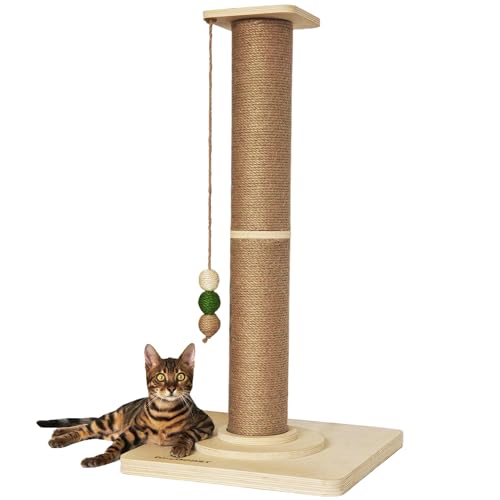 TINYBEAST Kratzbaum, groß, 89,9 cm hoch, Sisal-Kratzbaum mit dickem Holzsockel für Indoor-Katzen, super stabiles Katzenkratzspielzeug, schützt Ihre Möbel von TinyBeast