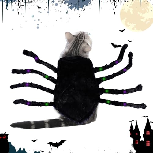 Tioheam Halloween-Kostüme für Haustiere Spinne - Batteriebetriebenes Katzenspinnenkostü für Halloween - Haustier-Halloween-Kostüme für Halloween-Themenparty, Festival-Parade, Foto-Requisiten von Tioheam