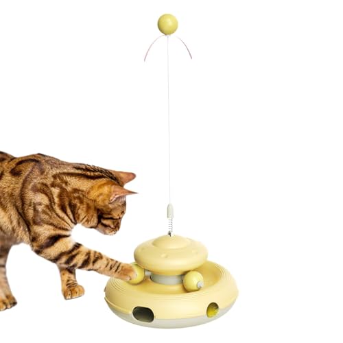 Tioheam Plattenspieler Ballspielzeug, Cat Track Toy,Buntes Katze Selbstvertretung Spielzeug - Lustiges Trainingsballspiel, tragbare Haustiervorräte für Zuhause, Reisen von Tioheam