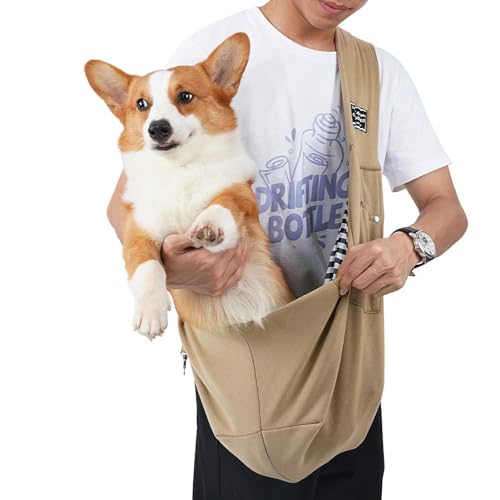 Tioheam Sling Cat Bag Carrier, Pet Sling Carrier - Hunde-Reise-Sling-Tasche - Crossbody Travel Puppy Sling Hundetragetasche zum U-Bahnfahren, Spazierengehen, Wandern von Tioheam