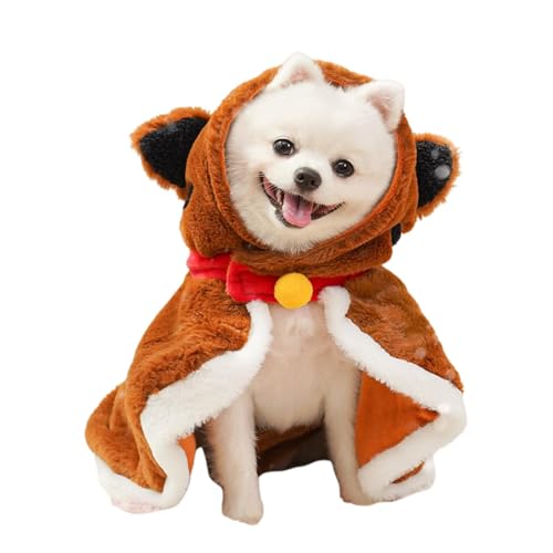 Tioheam Warmer Hundeumhang, Hundeumhang für kleine Hunde - Winter verdickter Hundeumhang warme Hundemäntel - Kaltwetter-Cosplay-Hundekostüm mit Kapuze, Haustierkleidung für Haustiere von Tioheam