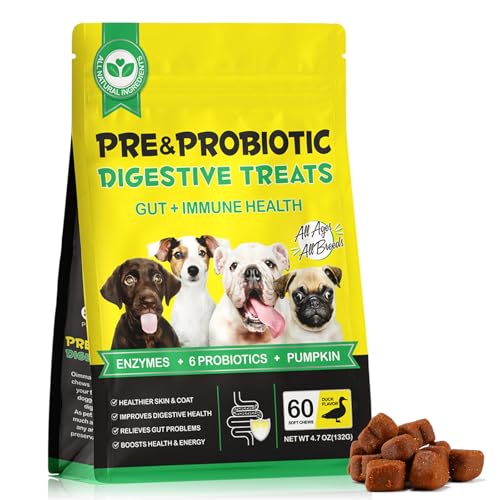 60Stück Probiotische Kausnacks für die Verdauung, probiotisches Kraftpaket für eine harmonische Verdauung, Hautkomfort, Allergielinderung, Stärkung des Immunsystems – ideal für Hunde von Tioueo