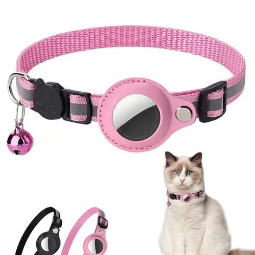 Katzenhalsband für Airtag Einstellbares für Airtag Katzenhalsband Rosa Verstellbar mit Sicherheitsschnalle Glocke Anti Strangulation Anti-Verlust für Kätzchen kleine Hunde GPS Nicht im Lieferumfang von Tiryns