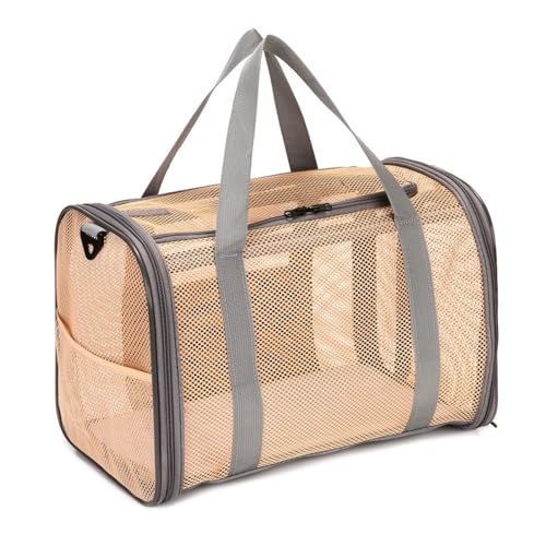 Katzentragetasche, Atmungsaktive Mesh Haustier Tragetasche 42x26x29cm/16.54x10.24x11.42 Zoll Abnehmbare Matte Faltbar Haustiere Reisetaschen, Katzentragetasche mit Schulterriemen (Beige) von Tissting