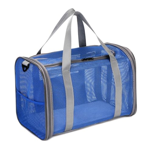 Katzentragetasche, Atmungsaktive Mesh Haustier Tragetasche 42x26x29cm/16.54x10.24x11.42 Zoll Abnehmbare Matte Faltbar Haustiere Reisetaschen, Katzentragetasche mit Schulterriemen (Blue) von Tissting